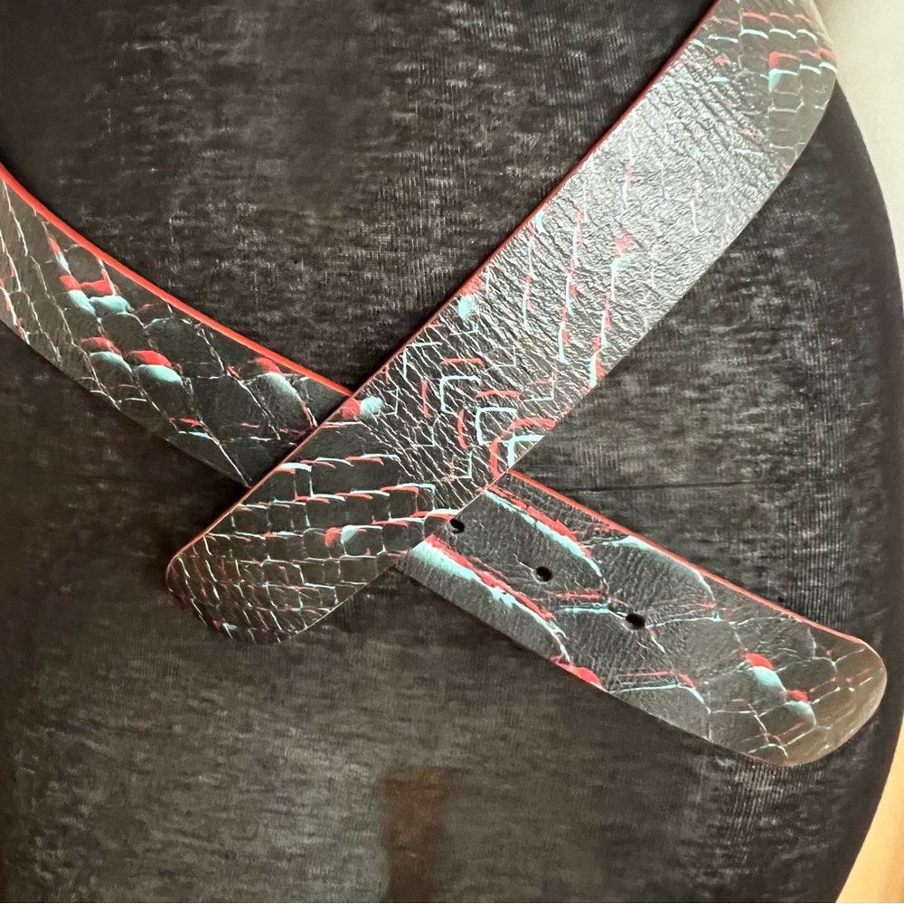MAISON MARTIN MARGIELA Abstract Snakeskin Print Leather Belt - Picture 4 of 11
